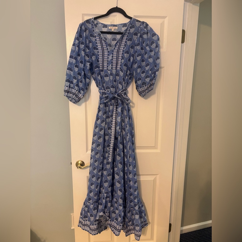 Gorgeous blue block print Marea maxi dress
